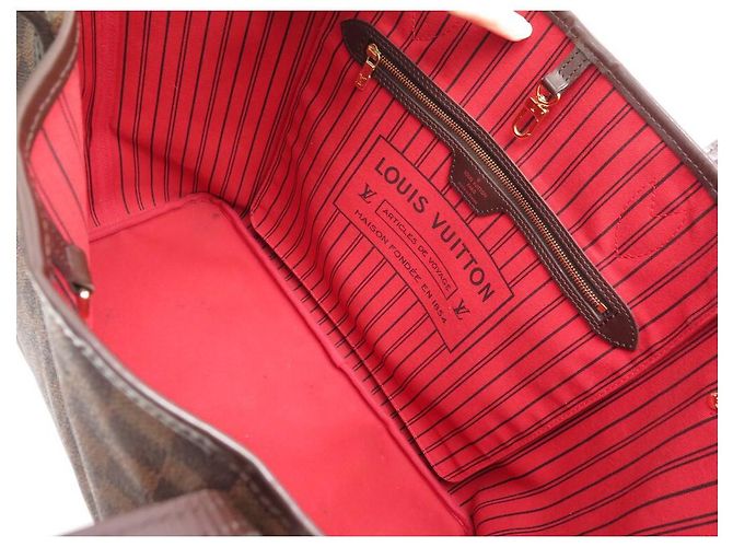 SAC A MAIN LOUIS VUITTON NEVERFULL GM N41357 DAMIER EBENE CABAS HAND BAG Marron - vue 8
