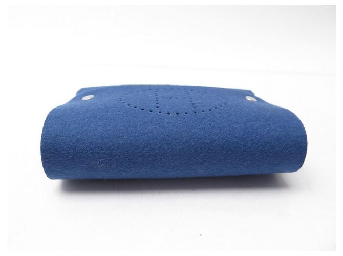 Hermès NEUF MINI POCHETTE HERMES EVELYNE EN FEUTRINE FEUTRE BLEU NEW FELT POUCH - vue 3