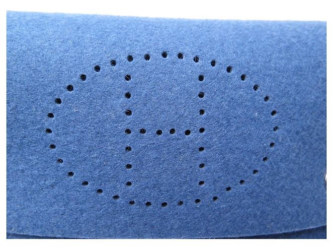 Hermès NEUF MINI POCHETTE HERMES EVELYNE EN FEUTRINE FEUTRE BLEU NEW FELT POUCH - vue 4