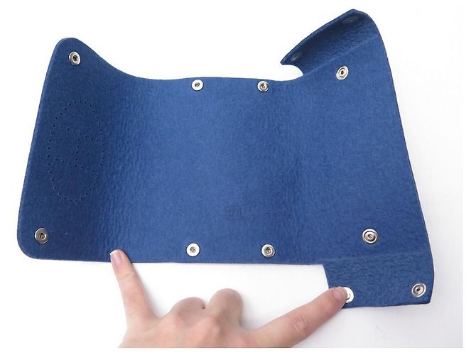 Hermès NEUF MINI POCHETTE HERMES EVELYNE EN FEUTRINE FEUTRE BLEU NEW FELT POUCH - vue 7