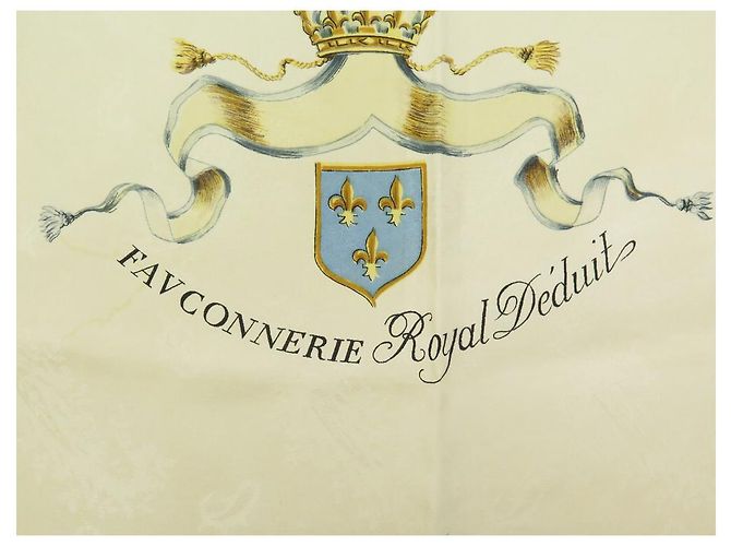 Hermès HERMES FALCONRY ROYAL DEDUCE SCIARPA CARRE DI LINARE 90 SCIARPA SPILLA IN SETA Beige - vista 3