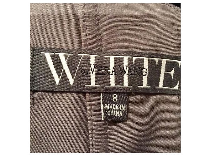 Vera Wang Weißes, taubengraues Abendkleid - Ansicht 5