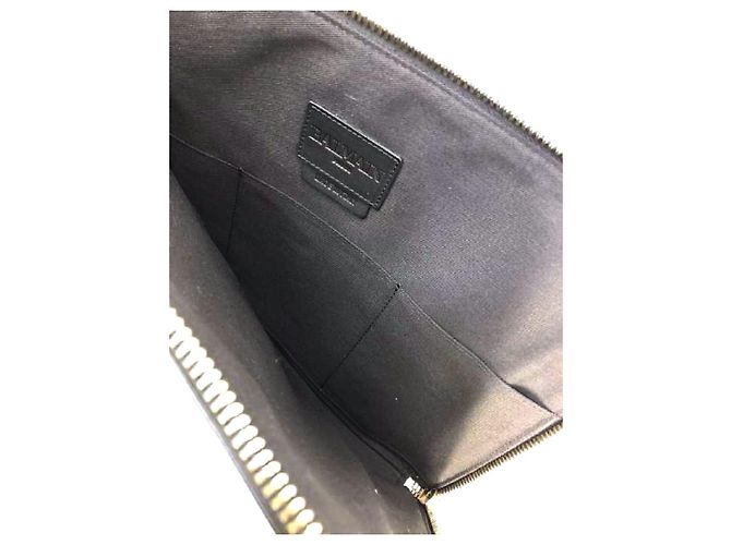* BALMAIN (Balmain) bolsa clutch masculina de couro com fecho em forma de L - vista 4