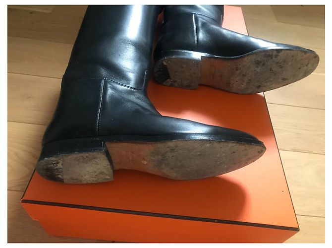 Hermès Springende Stiefel 38 1/2 Schwarz - Ansicht 5