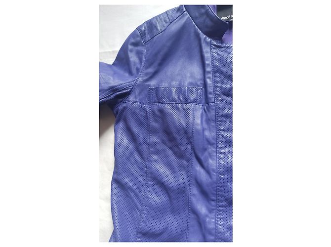 Autre Marque Who's Who Lederjacke Perfecto Lila - Ansicht 9