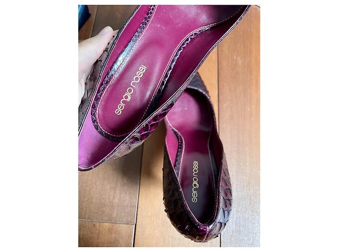 Sergio Rossi Pumps aus Python Leder Bordeaux - Ansicht 5
