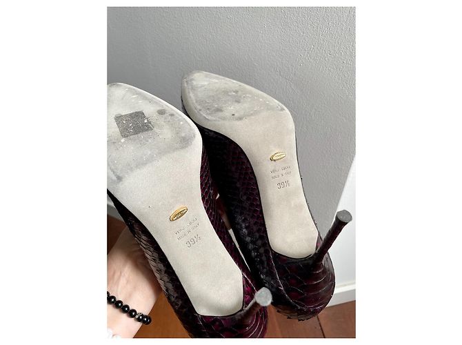 Sergio Rossi Pumps aus Python Leder Bordeaux - Ansicht 8