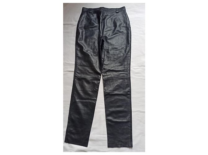 Autre Marque Reteo Mariello Lammlederhose mit hoher Taille Schwarz - Ansicht 2
