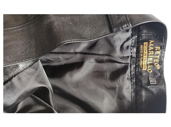 Autre Marque Reteo Mariello Lammlederhose mit hoher Taille Schwarz - Ansicht 3
