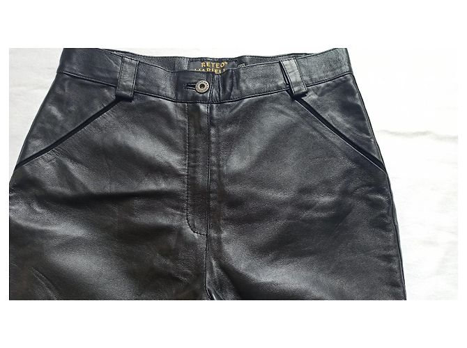 Autre Marque Reteo Mariello Lammlederhose mit hoher Taille Schwarz - Ansicht 4