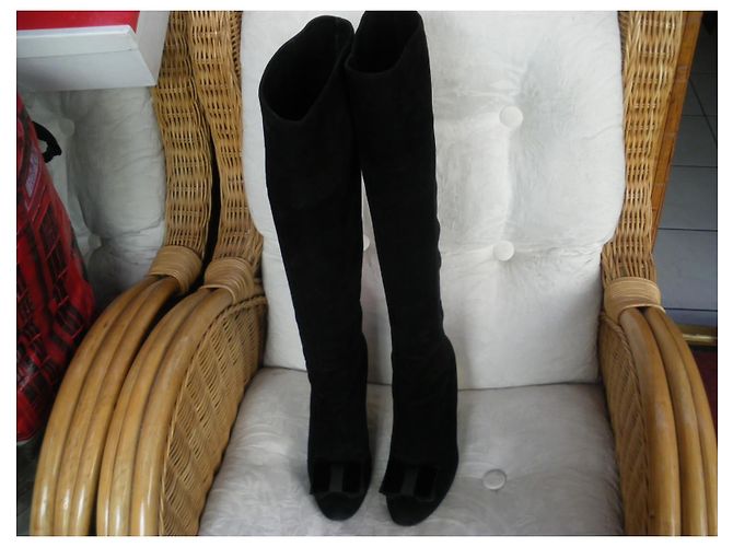 Botas Altas Michel Vivien de Gamuza Negra Negro - vista 3