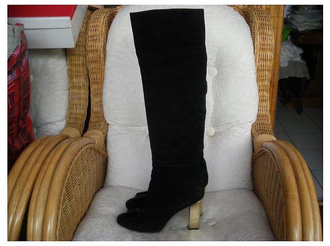 Botas Altas Michel Vivien de Gamuza Negra Negro - vista 4