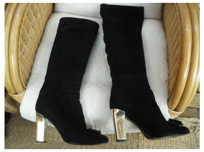 Botas Altas Michel Vivien de Gamuza Negra Negro - vista 5