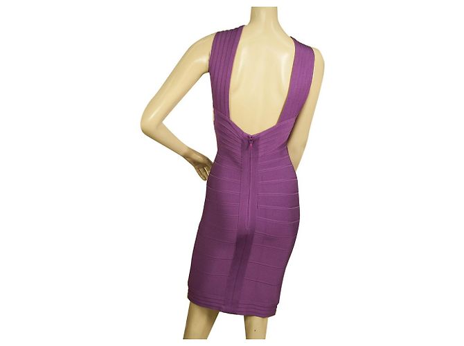 Herve Leger púrpura vendaje Bodycon sin mangas Mini longitud vestido talla M - vista 2