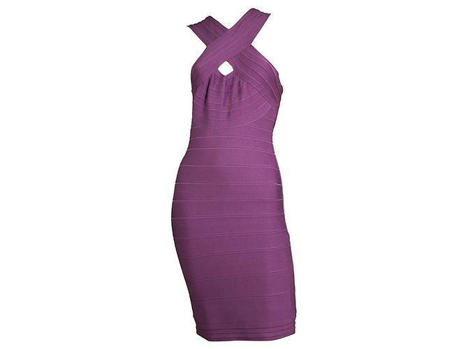Herve Leger púrpura vendaje Bodycon sin mangas Mini longitud vestido talla M - vista 6