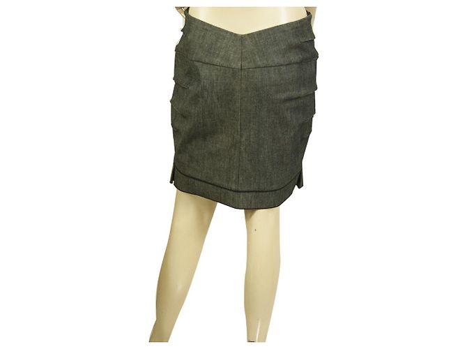 Roland Mouret Grigio Nero Denim Cerniera frontale Minigonna Lunghezza Jeans Fr 40, IT 44 - vista 2
