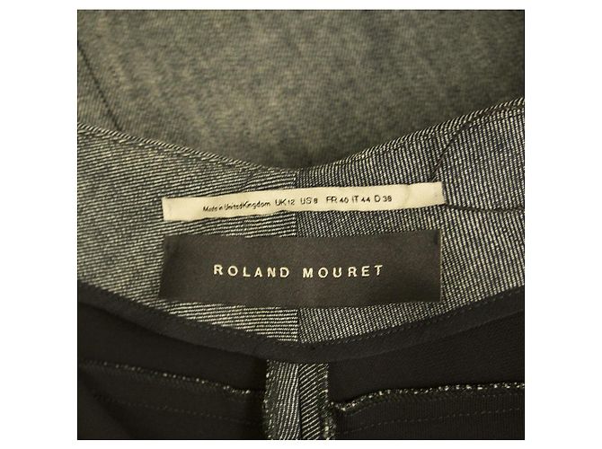 Roland Mouret Grigio Nero Denim Cerniera frontale Minigonna Lunghezza Jeans Fr 40, IT 44 - vista 3