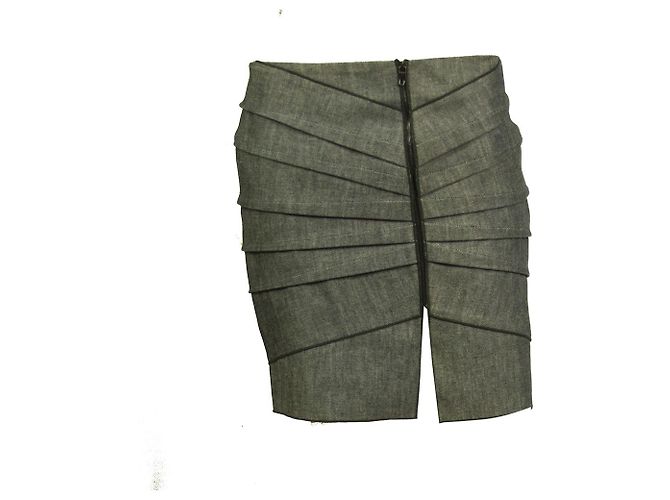 Roland Mouret Grigio Nero Denim Cerniera frontale Minigonna Lunghezza Jeans Fr 40, IT 44 - vista 6