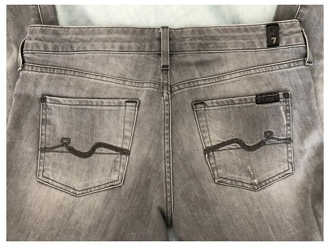 Jeans slim 7 For All Mankind Olivya verde claro algodón - vista 9