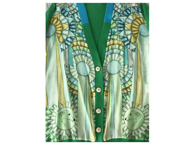 Autre Marque Cardigã Swash London com inserção de seda verde - vista 4