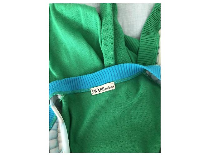 Autre Marque Cardigã Swash London com inserção de seda verde - vista 6