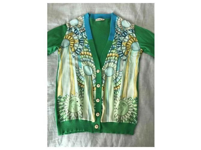 Autre Marque Cardigã Swash London com inserção de seda verde - vista 8