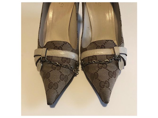 Décolleté Slingback Gucci Monogram GG Beige - vista 3