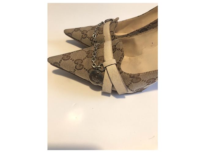 Décolleté Slingback Gucci Monogram GG Beige - vista 8