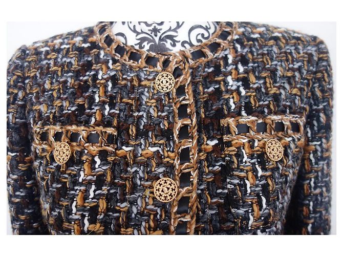 CHANEL Tweedjacke Schwarz Mehrfarben - Ansicht 3