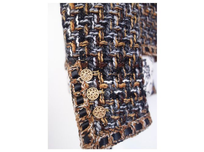 CHANEL Tweedjacke Schwarz Mehrfarben - Ansicht 8