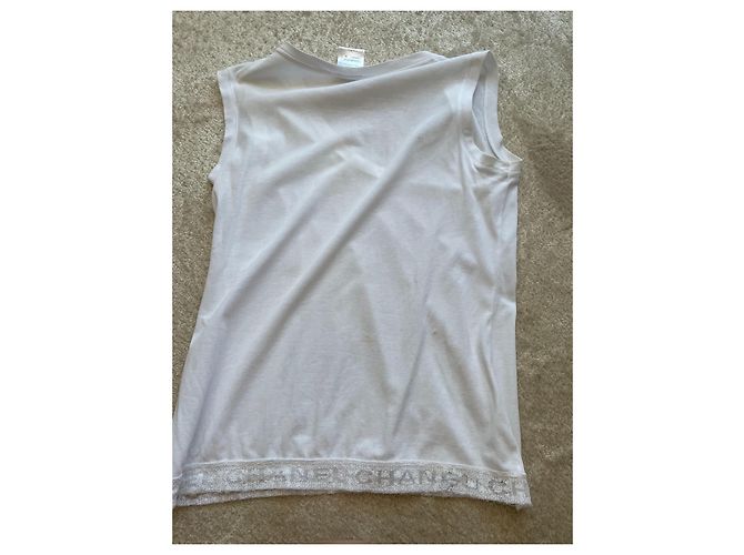Top de Chanel de algodón blanco con estampado logo mesh - vista 3