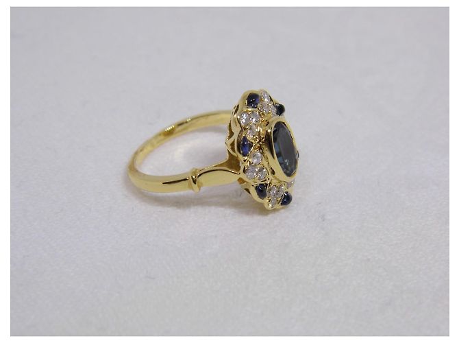 Autre Marque Blumenring Gold Diamanten Saphire - Ansicht 2