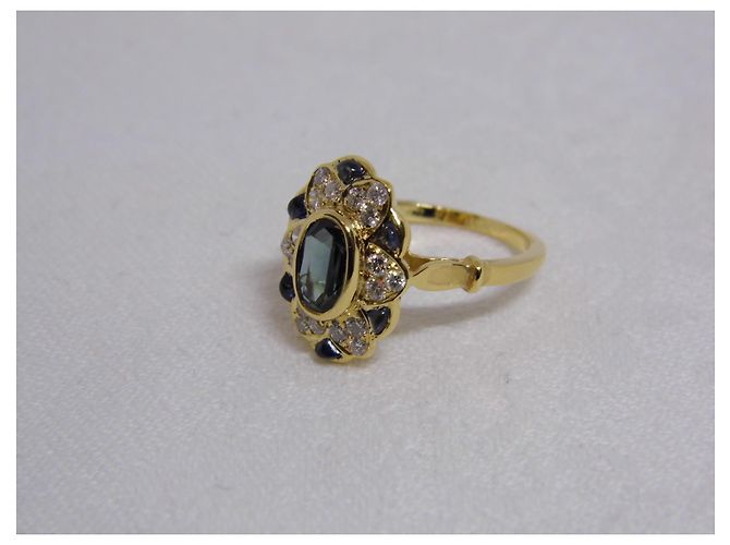 Autre Marque Blumenring Gold Diamanten Saphire - Ansicht 3