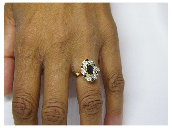 Autre Marque Blumenring Gold Diamanten Saphire - Ansicht 6