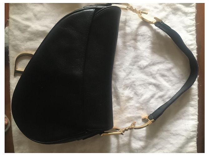 Borsa Christian Dior Saddle in pelle nera Nero - vista 7