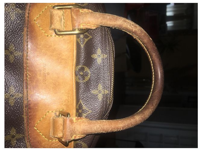 Louis Vuitton Deauville Handtasche Braun Stoff - Ansicht 5