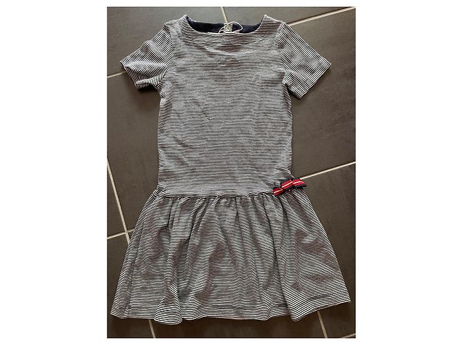 Robe Petit Bateau Rayures Milleraies Marine Coton 8 ans Bleu Marine - vue 2