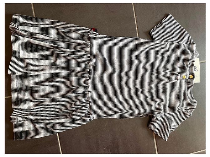 Robe Petit Bateau Rayures Milleraies Marine Coton 8 ans Bleu Marine - vue 4