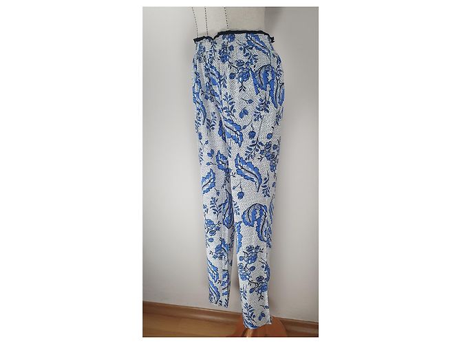 Pantalones de seda Vanessa Bruno Azul Blanco - vista 2