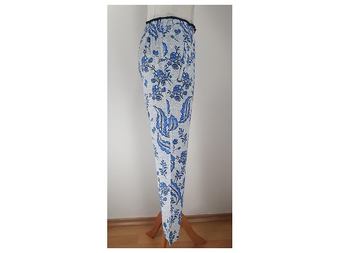Pantalones de seda Vanessa Bruno Azul Blanco - vista 3