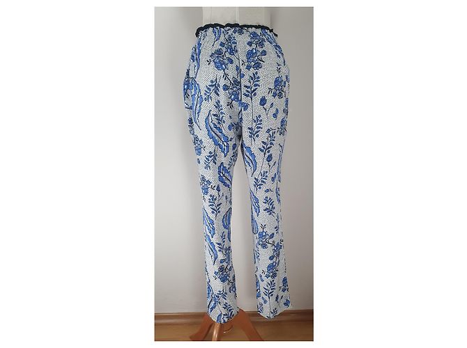 Pantalones de seda Vanessa Bruno Azul Blanco - vista 4