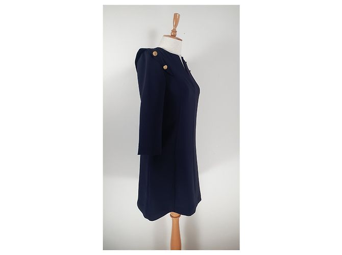 Tara Jarmon Kleid Dunkelblau aus Polyester Größe 36 Marineblau - Ansicht 2