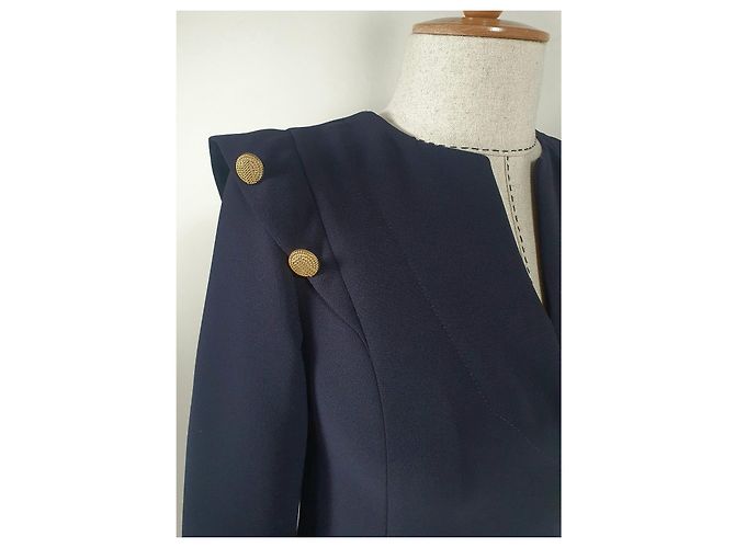 Tara Jarmon Kleid Dunkelblau aus Polyester Größe 36 Marineblau - Ansicht 3