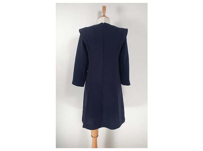 Tara Jarmon Kleid Dunkelblau aus Polyester Größe 36 Marineblau - Ansicht 4