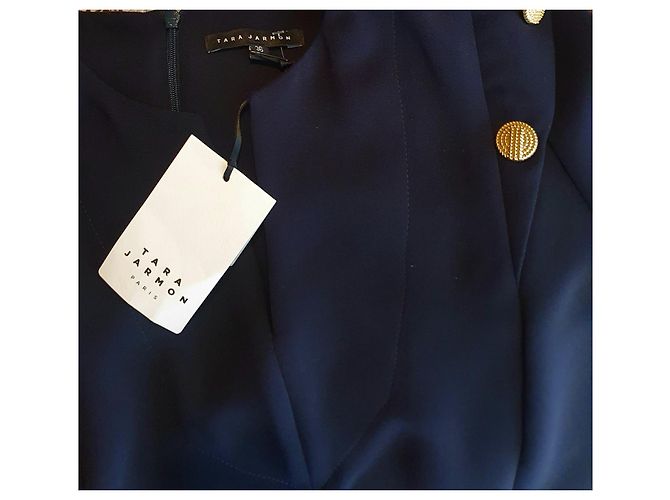 Tara Jarmon Kleid Dunkelblau aus Polyester Größe 36 Marineblau - Ansicht 5