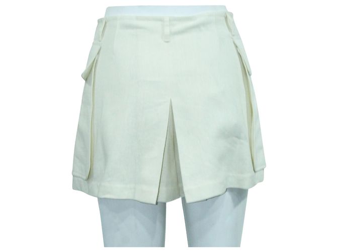 Hermès Pantaloncini / gonna in lino crema Bianco Crudo - vista 3
