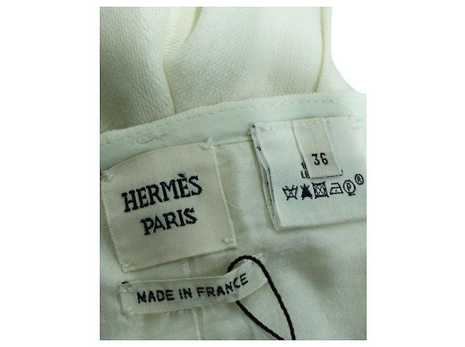Hermès Pantaloncini / gonna in lino crema Bianco Crudo - vista 5