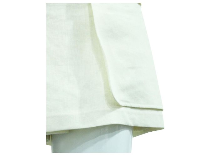 Hermès Pantaloncini / gonna in lino crema Bianco Crudo - vista 6