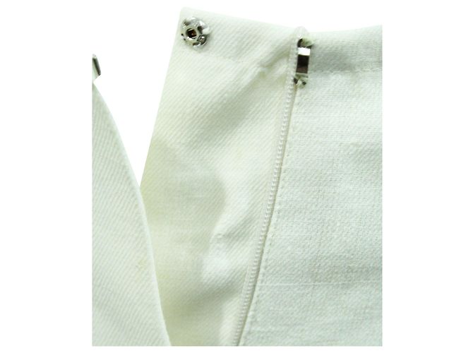 Hermès Pantaloncini / gonna in lino crema Bianco Crudo - vista 7