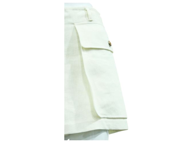 Hermès Pantaloncini / gonna in lino crema Bianco Crudo - vista 8